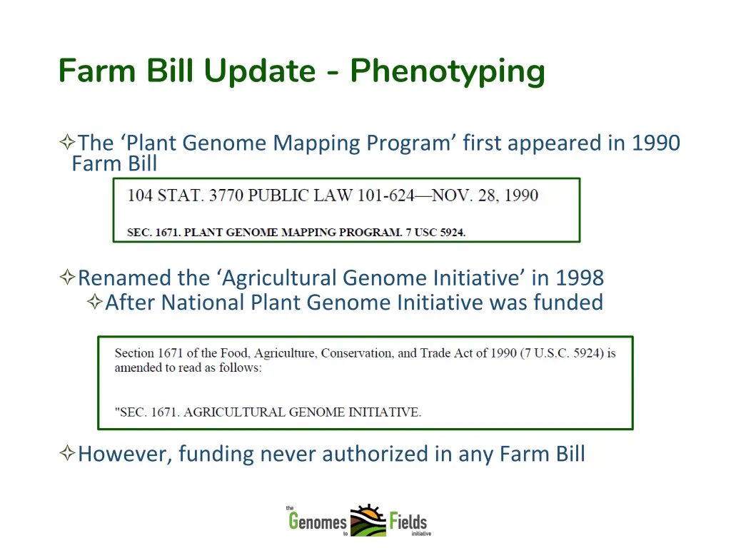 farm bill update phenotyping