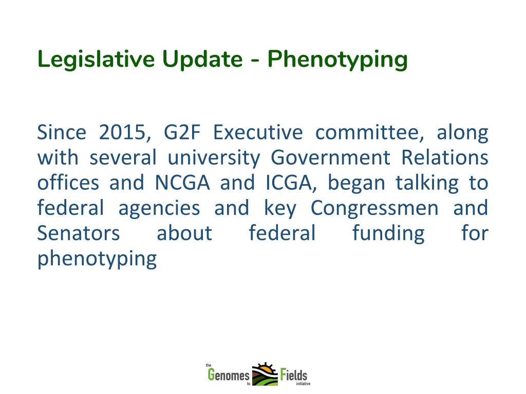 legislative update phenotyping