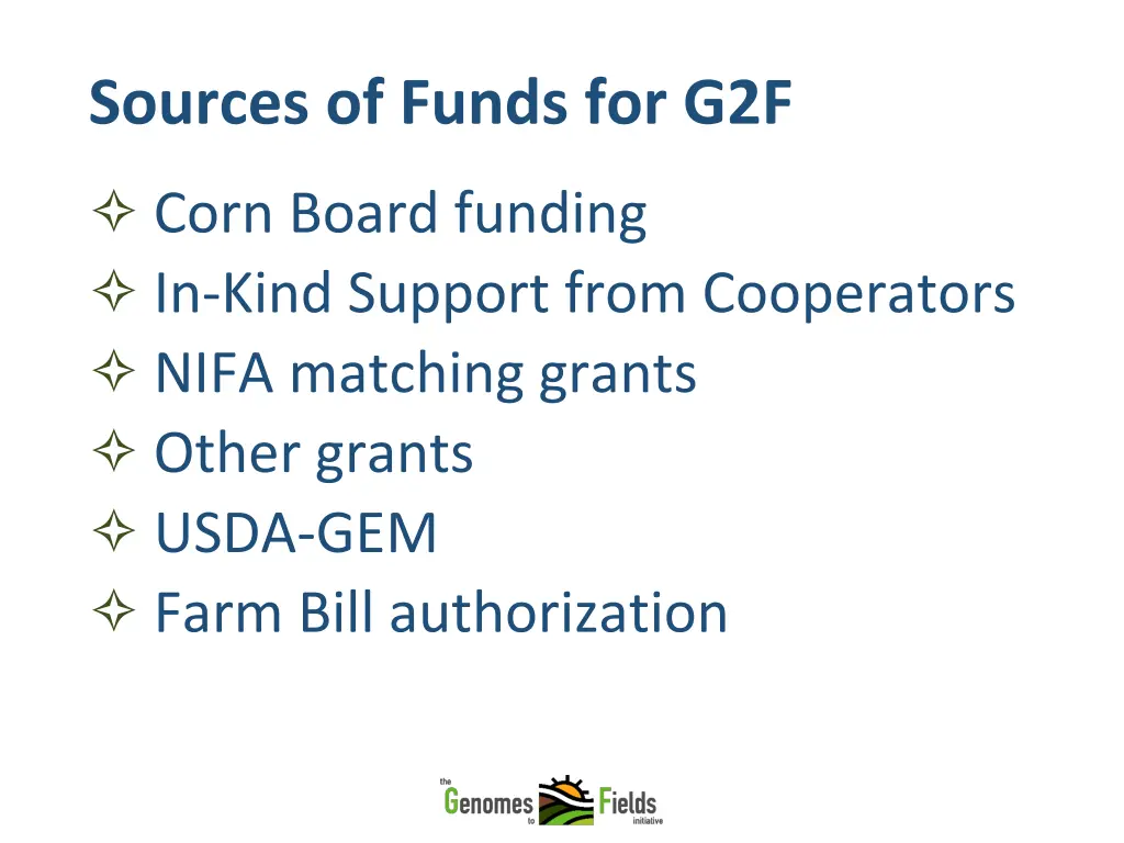 sources of funds for g2f corn board funding