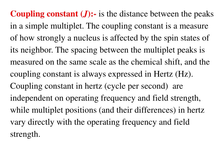coupling constant j is the distance between