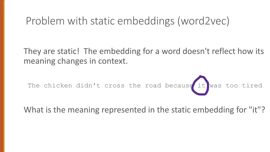 problem with static embeddings word2vec
