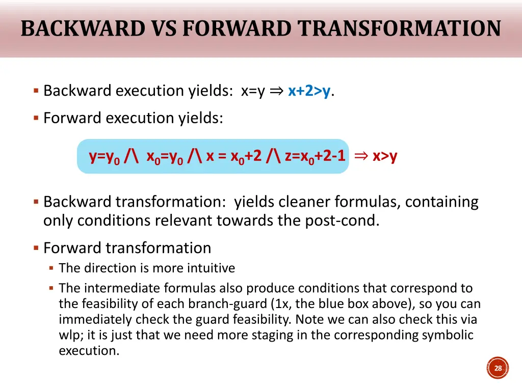 backward vs forward transformation
