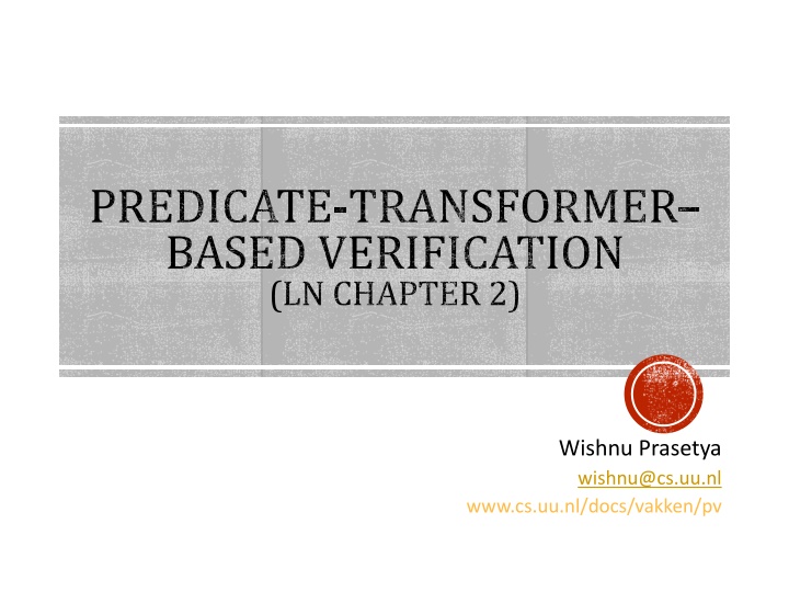 predicate transformer based verification