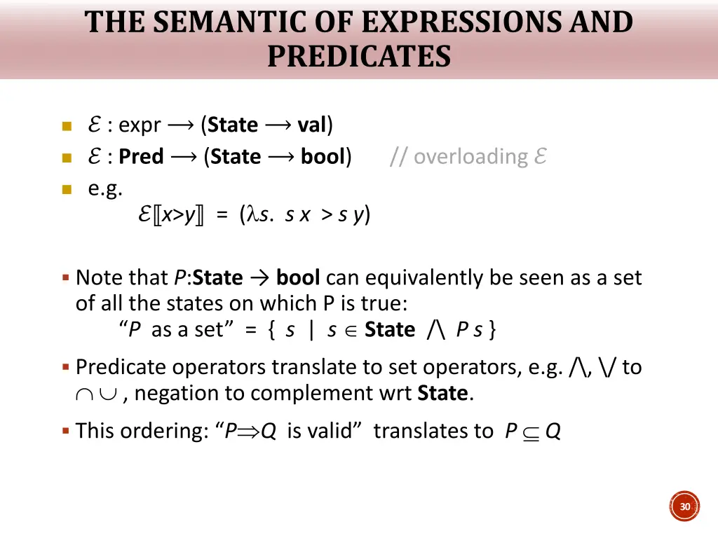 the semantic of expressions and predicates