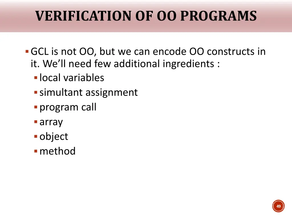 verification of oo programs