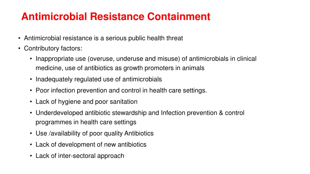 antimicrobial resistance containment