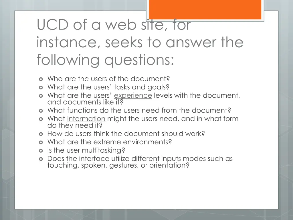 ucd of a web site for instance seeks to answer