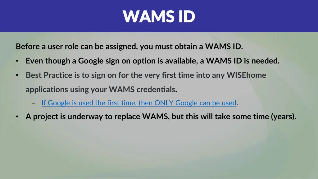 wams id wams id