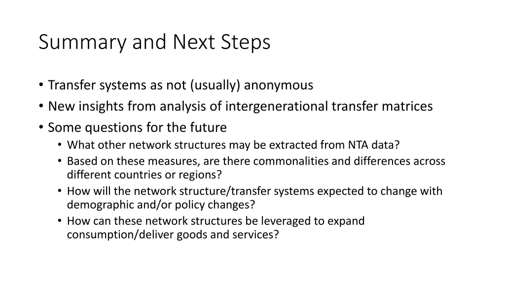 summary and next steps