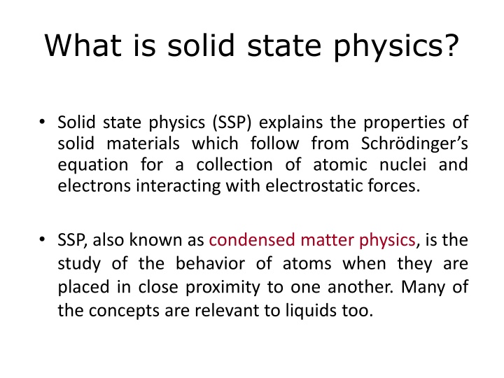 what is solid state physics
