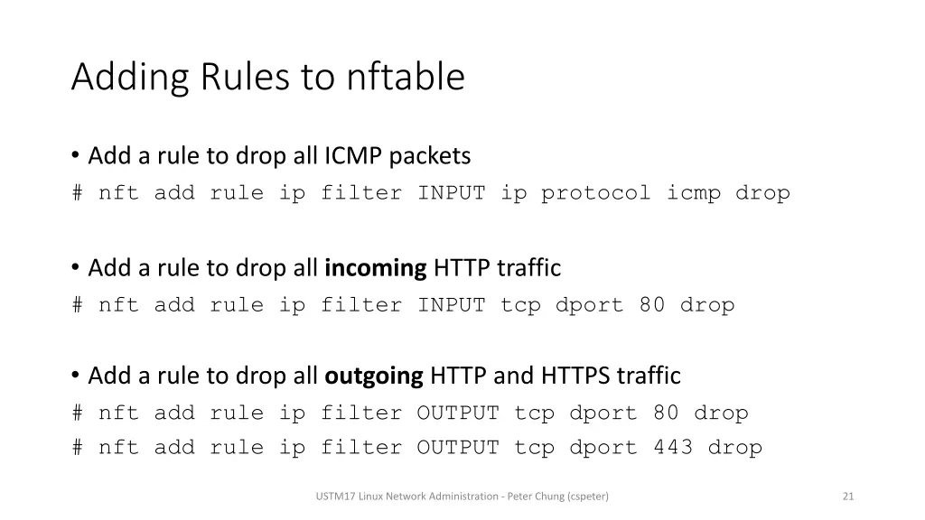 adding rules to nftable