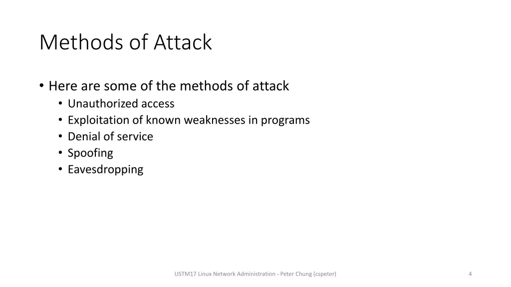 methods of attack