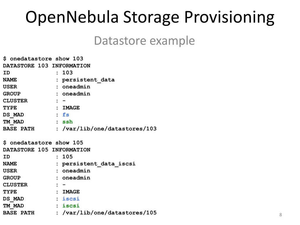 opennebula storage provisioning 5