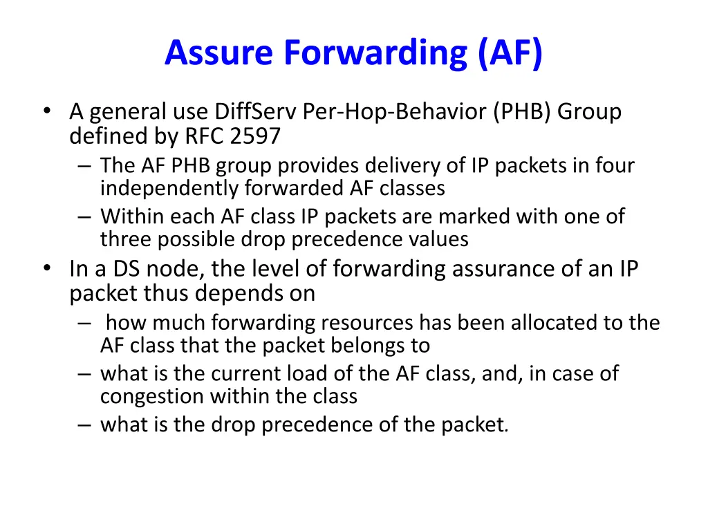 assure forwarding af