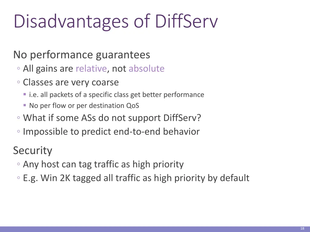 disadvantages of diffserv