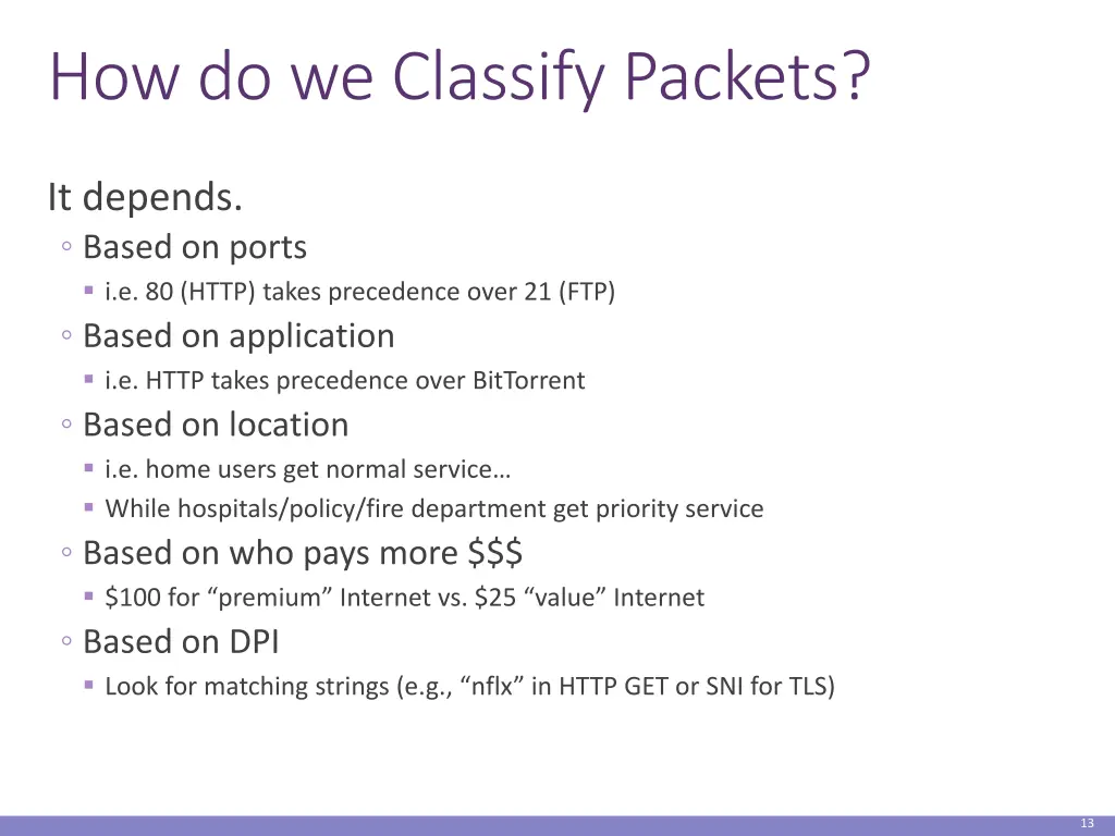 how do we classify packets