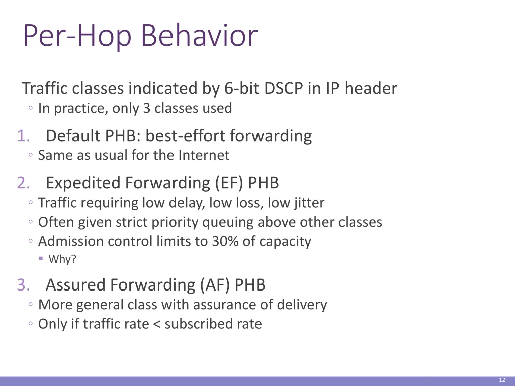 per hop behavior
