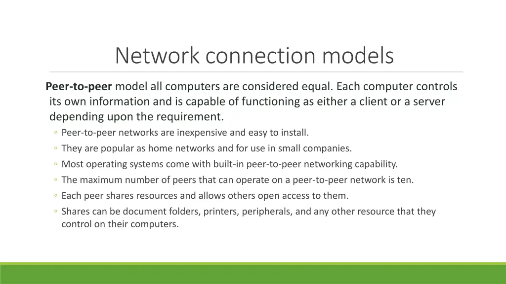 network connection models 1