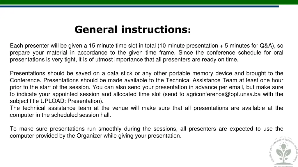 general instructions