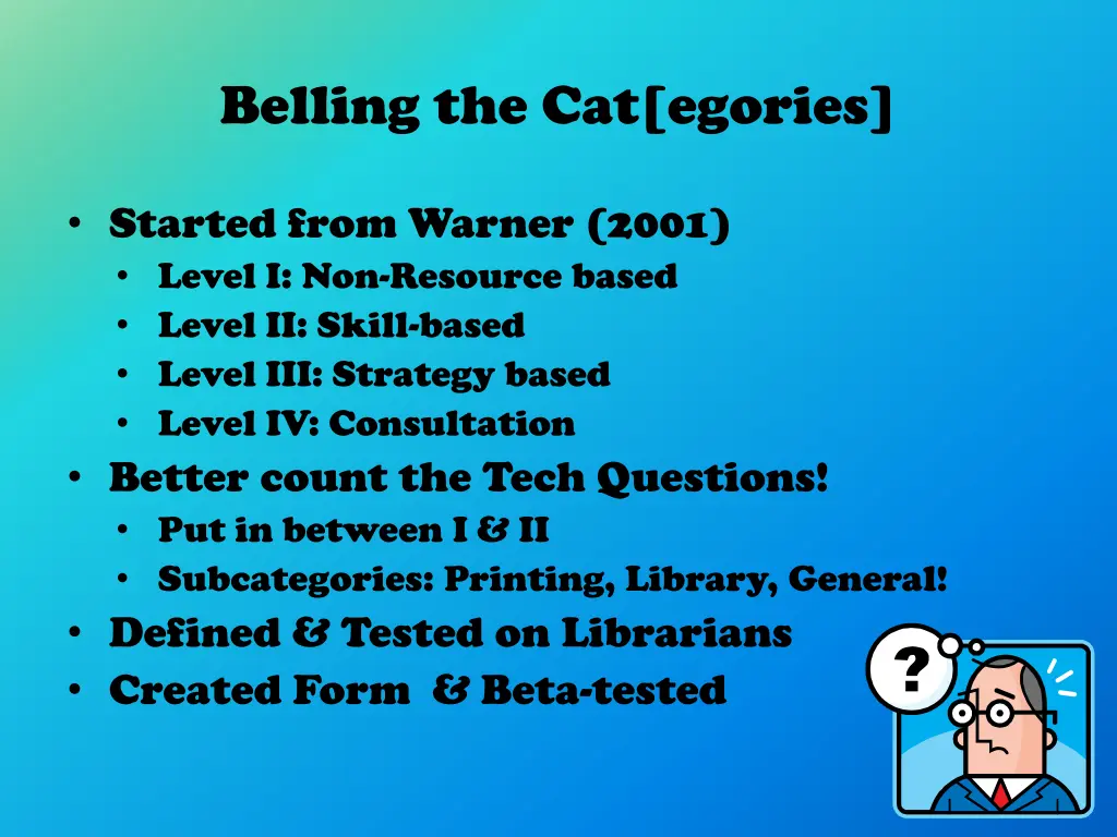 belling the cat egories