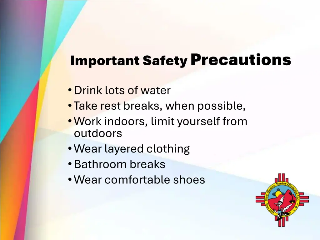 important safety precautions