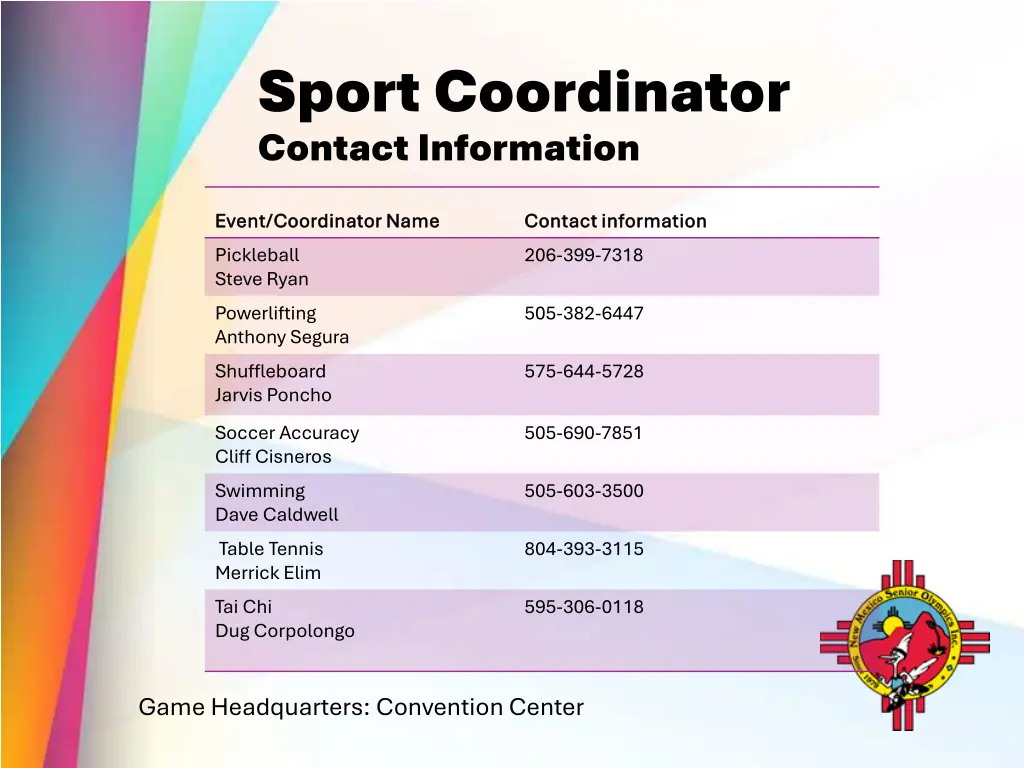 sport coordinator contact information 1