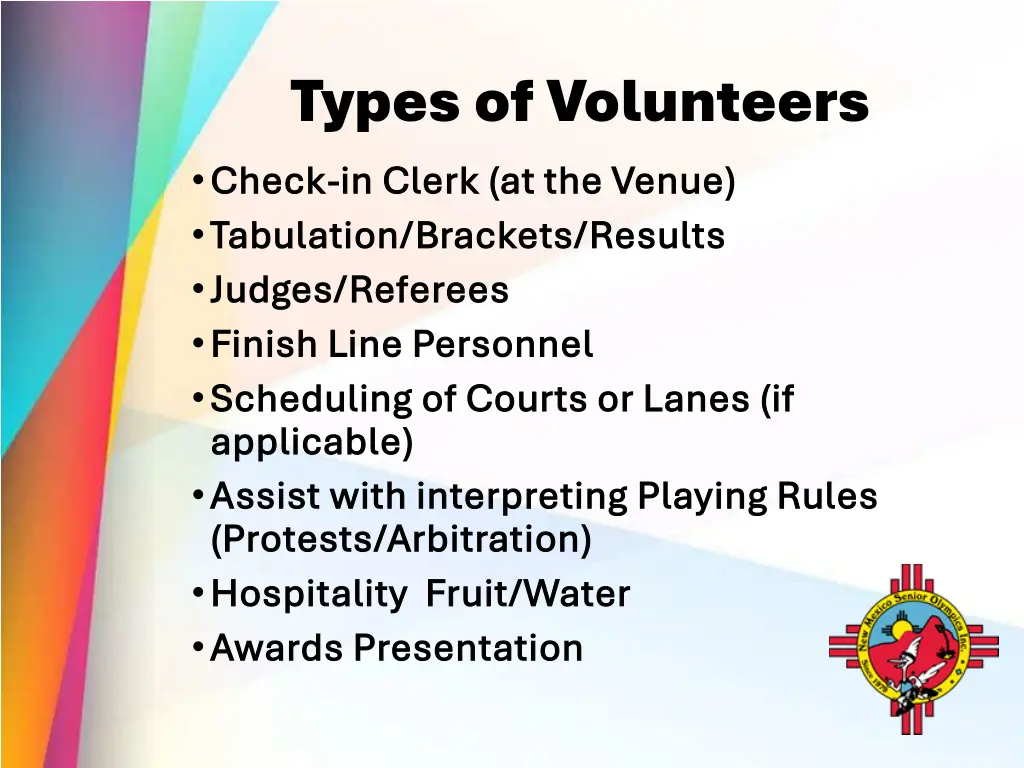 types of volunteers check check in clerk