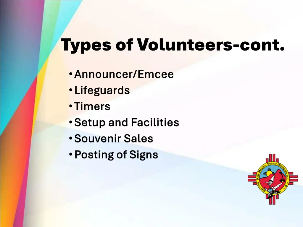 types of volunteers cont