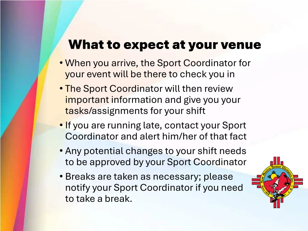 what to expect at your venue when you arrive