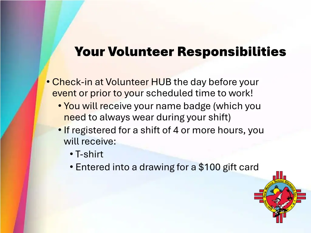 your volunteer responsibilities
