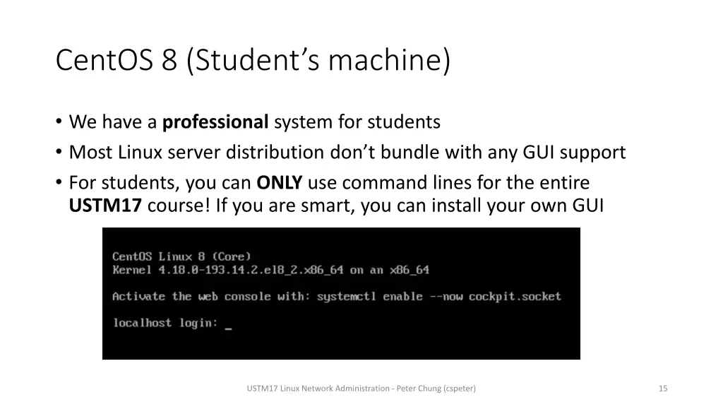 centos 8 student s machine