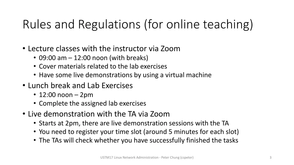 rules and regulations for online teaching