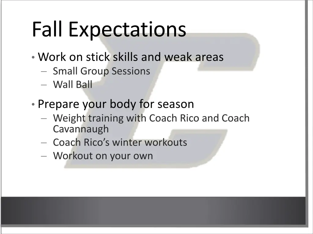 fall expectations