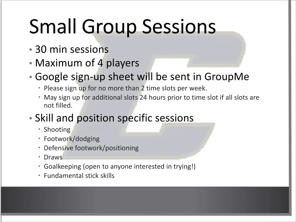 small group sessions