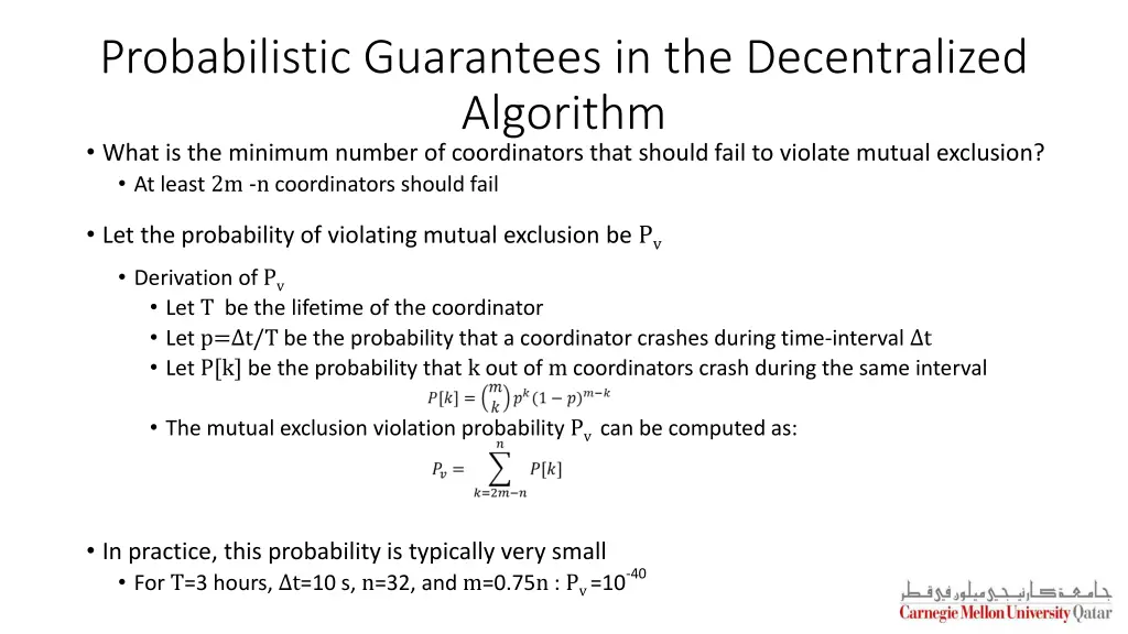 probabilistic guarantees in the decentralized
