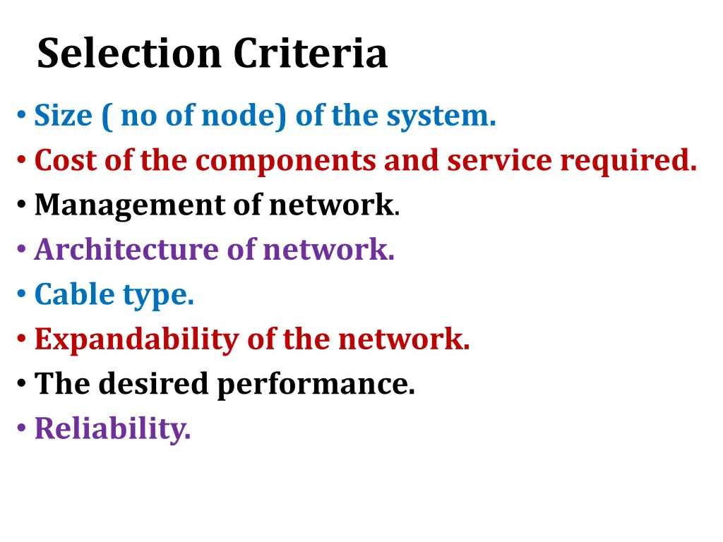 selection criteria