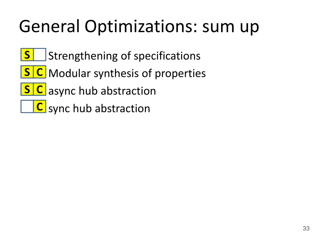 general optimizations sum up