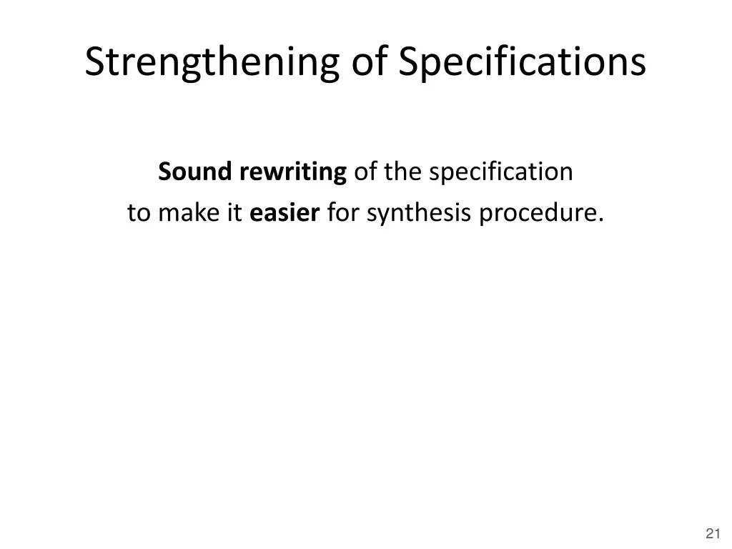 strengthening of specifications