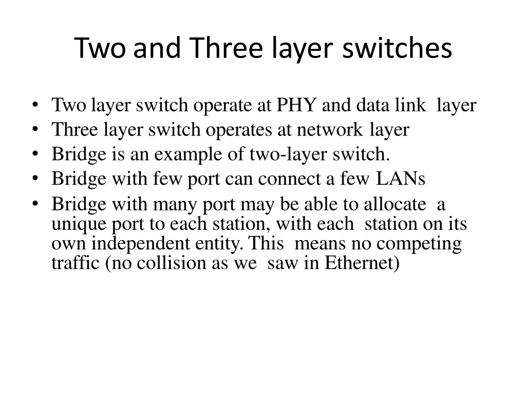 two and three layer switches