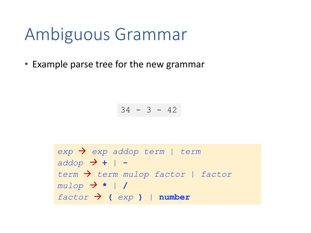 ambiguous grammar 8