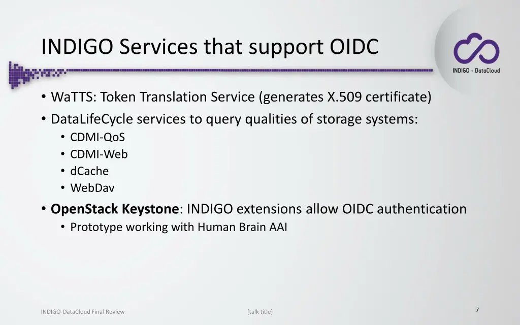indigo services that support oidc