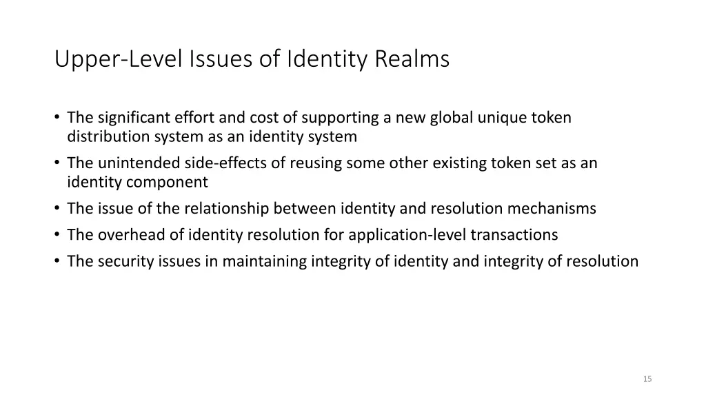 upper level issues of identity realms