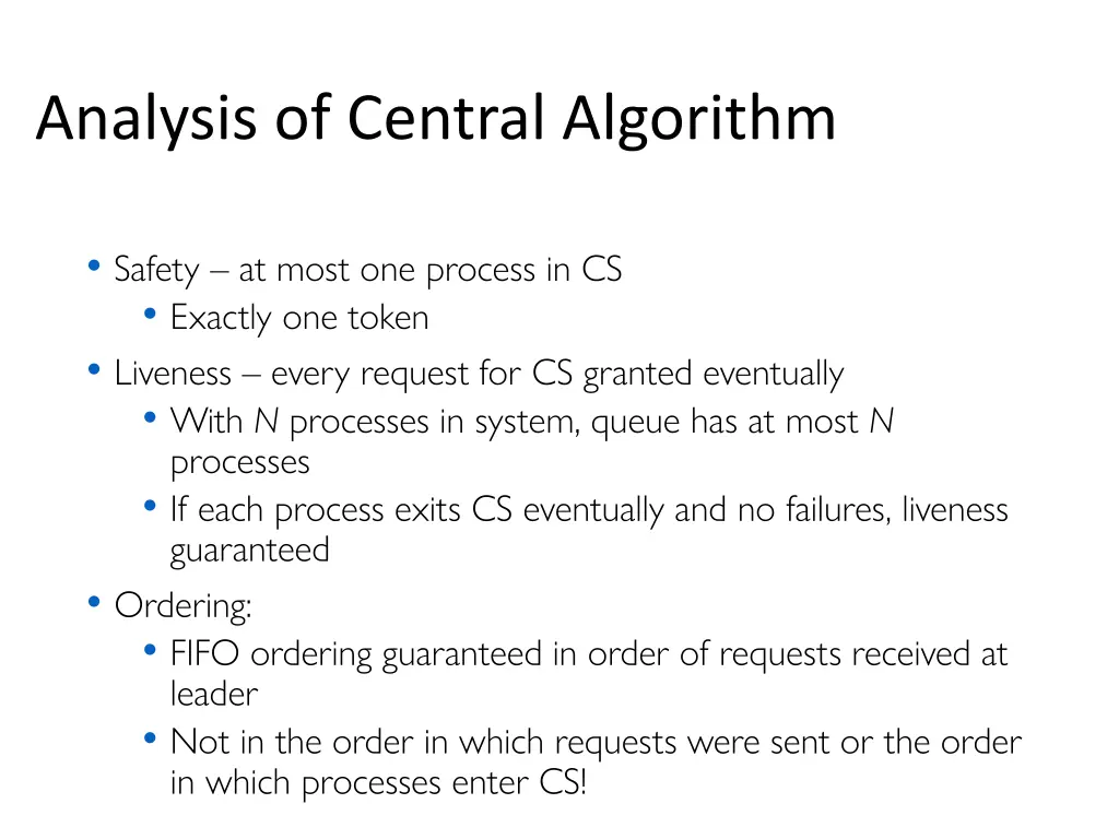 analysis of central algorithm