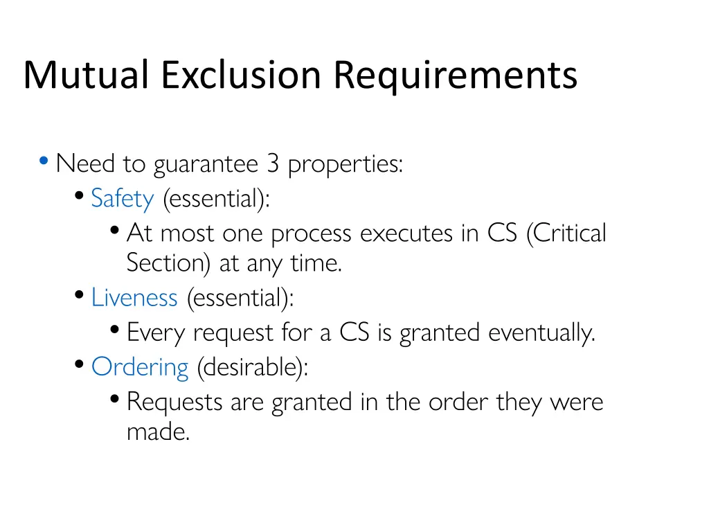 mutual exclusion requirements