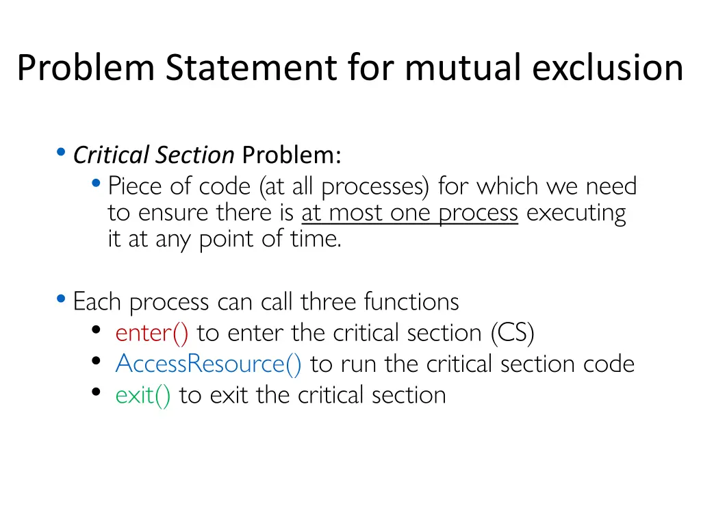 problem statement for mutual exclusion