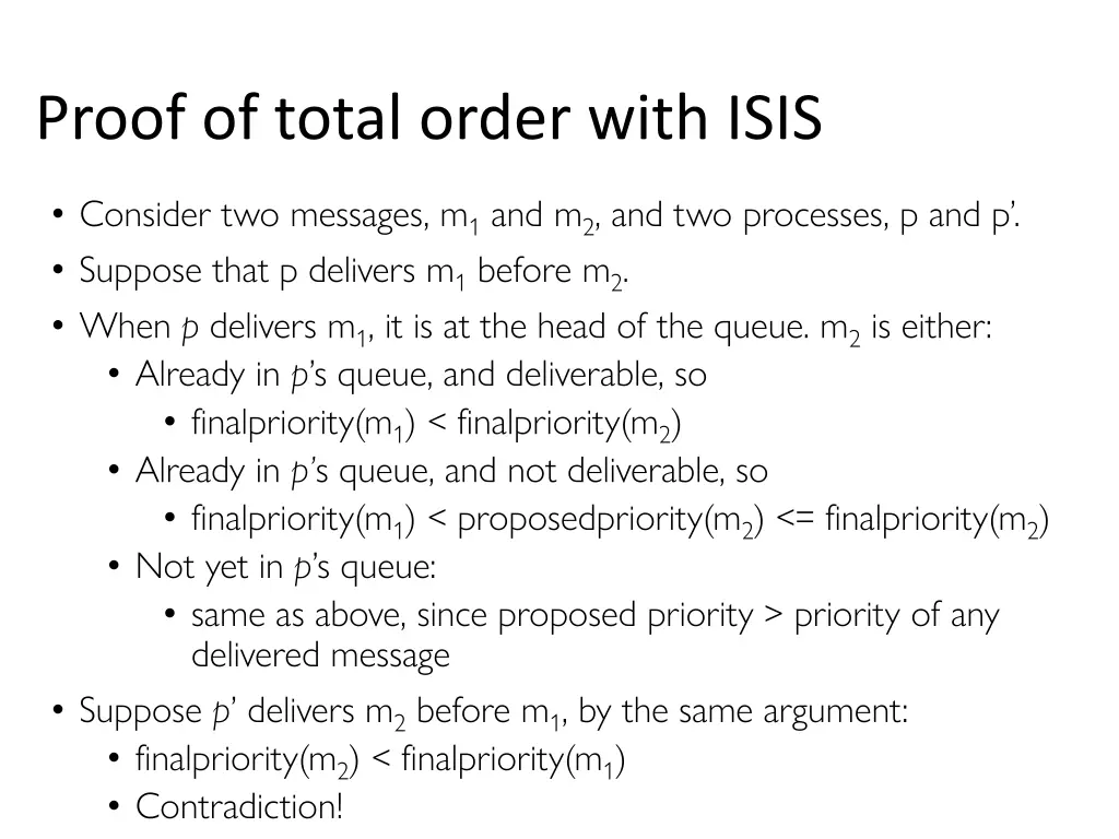 proof of total order with isis