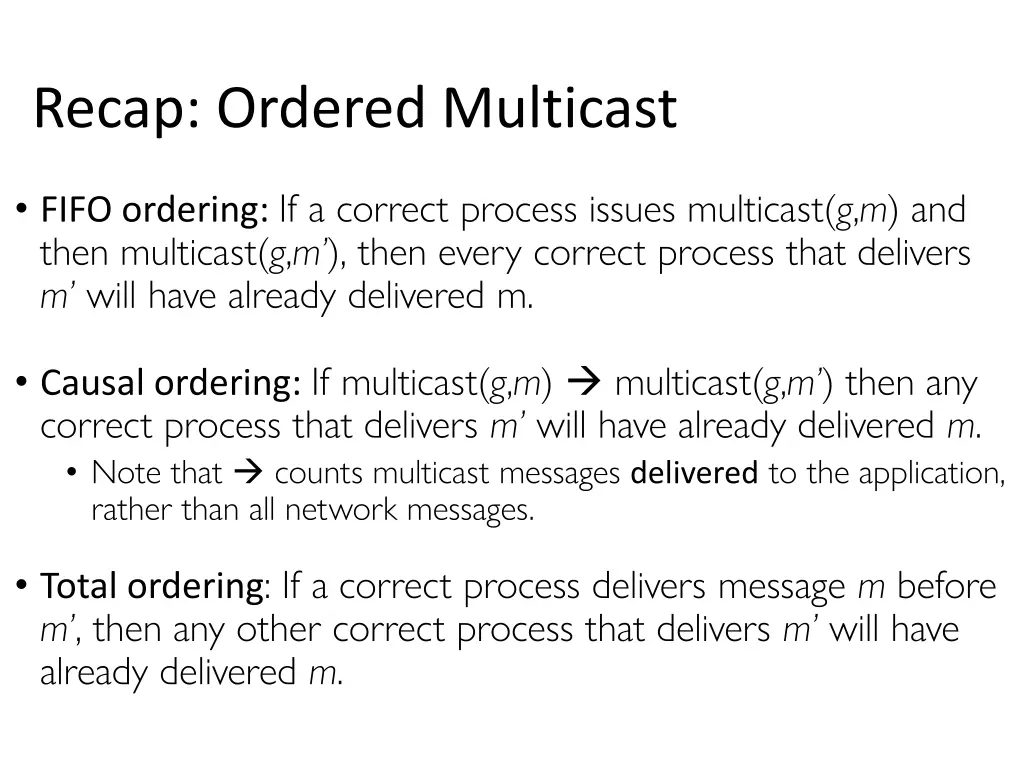 recap ordered multicast