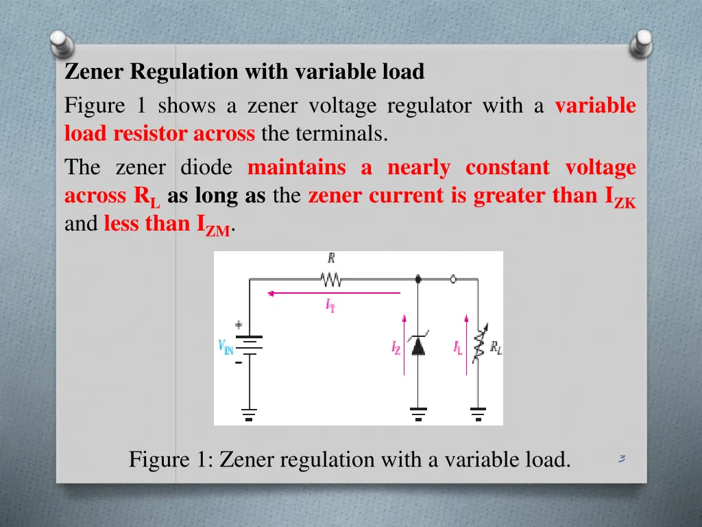 zener regulation with variable load figure