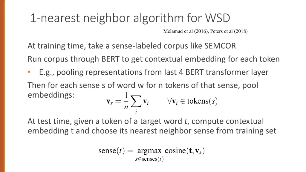 1 nearest neighbor algorithm for wsd