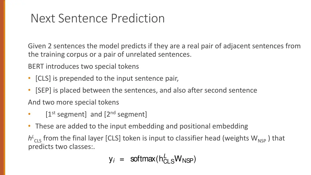 next sentence prediction